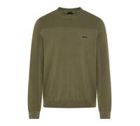 Strickpullover BOSS GREEN "KN Momentum-X CN", Herren, Gr. M, schwarz beige257, Strick, Obermaterial: 48% Polyester, 39% Schurwolle, 11% Polyamid, 2% Elasthan, regular fit normal, Rundhals, Bündchen, P