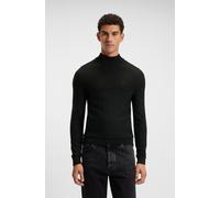 Strickpullover BOSS ORANGE "Avac", Herren, Gr. XXL, schwarz (schwarz001), Strick, Obermaterial: 60% Schurwolle, 40% Polyacryl, regular fit hüftbedeckend, hoch geschlossener Ausschnitt, Bündchen, Pullo