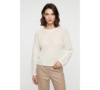 Strickpullover BOSS ORANGE "Farde Premium Damenmode", Damen, Gr. S, open weiß 118, Strick, Obermaterial: 100% Baumwolle, unifarben, relaxed fit normal, Rundhals, Rollsaum, Pullover Strickpullover, in 