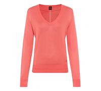 Strickpullover BOSS ORANGE "Fiaffella Premium Damenmode", Damen, Gr. M, rot (light, pastel rot 638), Feinstrick, Obermaterial: 60% Viskose, 35% Polyacryl, 5% Kaschmir, unifarben, V-Ausschnitt, Rippbün