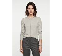 Strickpullover BOSS ORANGE "Finguine Premium Damenmode", Damen, Gr. S (36), beige (light, pastel grau 056), Feinstrick, Obermaterial: 50% Baumwolle, 50% Schurwolle, unifarben, normal, Rundhals, angese