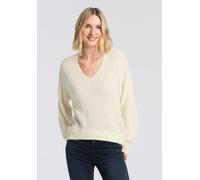 Strickpullover BOSS ORANGE "Foletta Premium Damenmode", Damen, Gr. XS, beige (open beige 295), Strick, Obermaterial: 58% Polyamid, 21% Alpaka, 21% Wolle, unifarben, relaxed fit normal, V-Ausschnitt, R