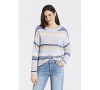 Strickpullover BOSS ORANGE "Fosset Premium Damenmode", Damen, Gr. L (40), open miscellaneous 965, Strick, Obermaterial: 58% Polyamid, 21% Alpaka, 21% Wolle, gestreift, normal, Rundhals, Rippstrickbünd