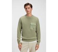 Strickpullover BOSS ORANGE "Kalamaro", Herren, Gr. L, open grün370, Strick, Obermaterial: 100% Baumwolle, unifarben, regular fit hüftlang, Rundhals, Bündchen, Pullover Strickpullover, mit Brusttasche