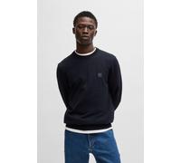 Hugo Boss Strickpullover Kanovano_S – Baumwoll-Kaschmir mit Logo – Dunkelblau S