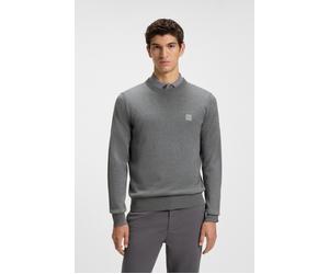 Strickpullover BOSS ORANGE "Kanovano Cotton Cashmere", Herren, Gr. S, grau (silber041), Strick, Obermaterial: 95% Baumwolle, 5% Kaschmir, unifarben, regular fit hüftlang, Rundhals, eingesetzt Strickbü
