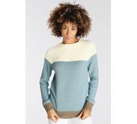 Strickpullover BOYSEN'S, Damen, Gr. 44/46 (L), blau (himmelblau, wollweiß), Feinstrick, Obermaterial: 50% Baumwolle, 50% Polyacryl, colorblocking, meliert, figurumspielend hüftbedeckend, Rundhals, Rag