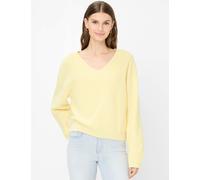 Strickpullover BRAX "Style LANA", Damen, Gr. 38, gelb, Strick, 100% Baumwolle, V-Ausschnitt, Pullover Strickpullover (98456246-38) gelb
