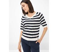 Strickpullover BRAX "Style LESLEY", Damen, Gr. 34, blau (navy), Strick, 86% Viskose, 14% Polyester, V-Ausschnitt, Pullover Strickpullover (38190137-34) navy