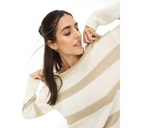 Strickpullover BRAX "Style LESLEY", Damen, Gr. 44, ecru, Strick, 62% Baumwolle, 19% Viskose, 15% Polyamid, 4% Polyester, U-Boot-Ausschnitt, Pullover Strickpullover (71720502-44) ecru