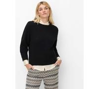 Strickpullover BRAX "Style LESLEY", Damen, Gr. 46, schwarz, Strick, 32% Wolle, 30% Polyamid, 27% Polyester, 11% Alpaka, Rundhals, Pullover Strickpullover, Perlfang: Pullover im Wollmix (37046522-46) s