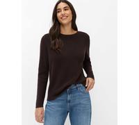 Strickpullover BRAX "Style LESLEY", Damen, Gr. 48, braun (dunkelbraun), Strick, 100% Baumwolle, Rundhals, Pullover Strickpullover (10419838-48) dunkelbraun