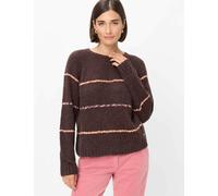 Strickpullover BRAX "Style LIZ", Damen, Gr. 40, braun (dunkelbraun), Strick, 43% Polyamid, 32% Wolle, 25% Alpaka, Rundhals, Pullover Strickpullover (27410108-40) dunkelbraun