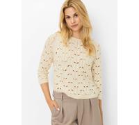 Strickpullover BRAX "Style NALA", Damen, Gr. 36, beige (ecru), Strick, 100% Baumwolle, Rundhals, Pullover Strickpullover (91127120-36) ecru