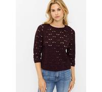 Strickpullover BRAX "Style NALA", Damen, Gr. 42, braun (dunkellila), Strick, 100% Baumwolle, Rundhals, Pullover Strickpullover (71143100-42) dunkellila