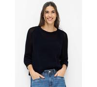 Strickpullover BRAX "Style NALA", Damen, Gr. 44, navy, Strick, 100% Baumwolle, Rundhals, Pullover Strickpullover (74500019-44) navy
