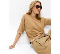 Strickpullover BRAX "Style NOEMI", Damen, Gr. 36, dunkelbeige, Strick, 66% Leinen, 34% Baumwolle, Rundhals, Pullover Strickpullover (94649027-36) dunkelbeige