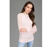 Strickpullover BRUNO BANANI, Damen, Gr. 40/42, hellpink, Strick, Obermaterial: 50% Baumwolle, 50% Polyacryl, unifarben, figurumspielend hüftbedeckend, Rundhals, Raglanärmel Rippbündchen, Pullover Stri