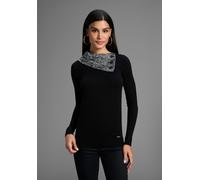 Strickpullover BRUNO BANANI, Damen, Gr. 44/46, schwarz, Strick, Obermaterial: 50% Viskose, 28% Polyester, 22% Polyamid, kontrastfarbene Details, mehrfarbig, meliert, figurbetont hüftbedeckend, Rippbün