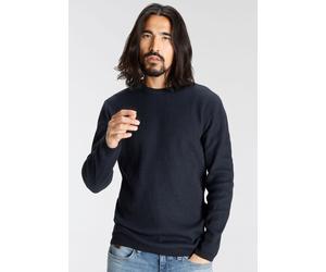 Strickpullover BRUNO BANANI, Herren, Gr. 3XL (64/66), blau (navy), Feinstrick, Obermaterial: 50% Baumwolle, 50% Polyacryl, Basic schmal, Rundhals, Bündchen, Pullover Strickpullover, gewaschene Optik (