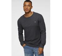 Strickpullover BRUNO BANANI, Herren, Gr. XL (56/58), grau (anthrazit, meliert), Obermaterial: 50% Baumwolle, 50% Polyacryl, meliert, schmal, Rundhals, Bündchen, Pullover Strickpullover, mit modischer 