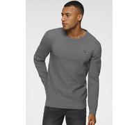 Strickpullover BRUNO BANANI, Herren, Gr. XL (56/58), grau (grau, meliert), Obermaterial: 50% Baumwolle, 50% Polyacryl, meliert, schmal, Rundhals, Bündchen, Pullover Strickpullover, mit modischer Struk
