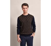 Strickpullover BUGATTI, Herren, Gr. 3XL, braun (cognac), Sweatware, 50% Baumwolle, 50% Polyacryl, kariert, regular fit, Rundhals, Rippbündchen, Pullover Strickpullover, mit 2-farbigem Rautenmuster (94