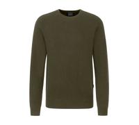 Strickpullover BUGATTI, Herren, Gr. 3XL, grün (oliv), Strick, Obermaterial: 80% Wolle, 20% Polyamid, unifarben, normal hüftbedeckend, Rundhals, Strickbündchen, Pullover Strickpullover, mit Logosticker