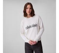 Strickpullover CALVIN KLEIN JEANS "Cotton Graphic Pullover", Damen, Gr. M (40), tofu, Strick, Obermaterial: 100% Baumwolle, unifarben, klassisch normal, Rundhals, eingesetzt Rippstrickbündchen, Pullov