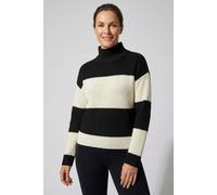 Strickpullover CALVIN KLEIN JEANS, Damen, Gr. XS (36), schwarz combo, Strick, Obermaterial: 100% Baumwolle, geringelt, bequem normal, Rundhals, Pullover Strickpullover, Stehkragen, lockere Passform (1