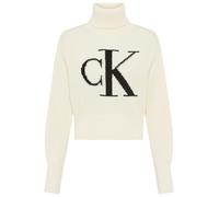 Strickpullover CALVIN KLEIN JEANS, Damen, Gr. XXL (46), ivory, Rippstrick, Obermaterial: 100% Baumwolle, unifarben, loose fit taillenlang, hoch geschlossener Ausschnitt, Bündchen, Pullover Strickpullo