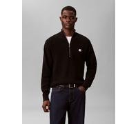 Strickpullover CALVIN KLEIN JEANS, Herren, Gr. L, schwarz, Rippstrick, Obermaterial: 100% Baumwolle, unifarben, regular fit normal, hoch geschlossener Ausschnitt, eingesetzt Bündchen, Pullover Strickp