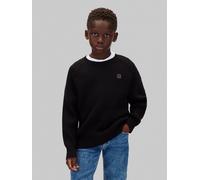 Strickpullover CALVIN KLEIN JEANS, Jungen, Gr. 12 (152), schwarz (pvh schwarz), Strick, Obermaterial: 100% Baumwolle, unifarben, normal, Rundhals, Raglanärmel Bündchen, Pullover Strickpullover, Raglan
