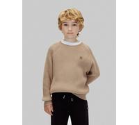 Strickpullover CALVIN KLEIN JEANS, Jungen, Gr. 14 (164), beige (cornstalk), Strick, Obermaterial: 100% Baumwolle, unifarben, normal, Rundhals, Raglanärmel Bündchen, Pullover Strickpullover, Raglanärme