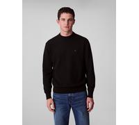 Strickpullover CALVIN KLEIN JEANS "LS EZ COTTON CREWNK SWEATER 12GG", Herren, Gr. S, schwarz, Strick, Obermaterial: 100% Baumwolle, unifarben, lässig geschnitten normal, Rundhals, angeschnitten Rippbü