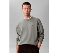 Strickpullover CALVIN KLEIN JEANS "LS EZ COTTON CREWNK SWEATER 12GG", Herren, Gr. XL, autumn grün, Strick, Obermaterial: 100% Baumwolle, lässig geschnitten normal, Rundhals, angeschnitten Rippbündchen