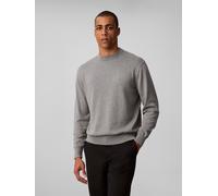 Strickpullover CALVIN KLEIN JEANS "LS EZ COTTON CREWNK SWEATER 12GG", Herren, Gr. XL, grau (medium grau htr), Strick, Obermaterial: 100% Baumwolle, meliert, regular fit normal, Rundhals, angeschnitten