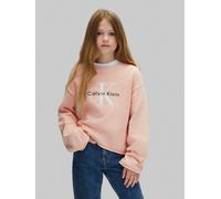 Strickpullover CALVIN KLEIN JEANS, Mädchen, Gr. 16 (176), rosa (spanish villa), Strick, Obermaterial: 100% Baumwolle, unifarben, regular fit normal, Rundhals, Rollkante, Pullover Strickpullover, Rundh