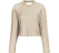 Strickpullover CALVIN KLEIN JEANS "METALLIC SWEATER", Damen, Gr. XXL (44), beige (frosted almond), Strick, Obermaterial: 52% Viskose, 40% Polyester, 8% metallisierte Fasern, unifarben, Rundhals, Pullo