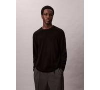 Strickpullover CALVIN KLEIN "LS 100% MERINO CREW 14GG", Herren, Gr. XXL, schwarz, Strick, Obermaterial: 100% Wolle, unifarben, regular fit normal, Rundhals, eingesetzt gerader Abschluss, Pullover Stri