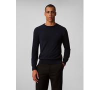 Strickpullover CALVIN KLEIN "LS SUPIMA COTTON CREW 14GG", Herren, Gr. S, blau (schwarz sapphire), Strick, Obermaterial: 100% Baumwolle, unifarben, regular fit normal, Rundhals, eingesetzt Rippstrickbü
