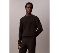 Strickpullover CALVIN KLEIN "LS TXTR CTTN CRWNK S", Herren, Gr. L, schwarz, Strick, Obermaterial: 100% Baumwolle, unifarben, casual, regular fit normal, Rundhals, Langarm eingesetzt Rippstrickbündchen