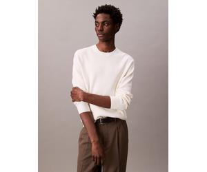 Strickpullover CALVIN KLEIN "LS TXTR CTTN CRWNK S", Herren, Gr. L, tofu, Strick, Obermaterial: 100% Baumwolle, unifarben, regular fit normal, Rundhals, eingesetzt Rippstrickbündchen, Pullover Strickpu