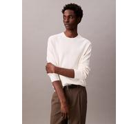 Strickpullover CALVIN KLEIN "LS TXTR CTTN CRWNK S", Herren, Gr. M, tofu, Strick, Obermaterial: 100% Baumwolle, unifarben, regular fit normal, Rundhals, eingesetzt Rippstrickbündchen, Pullover Strickpu