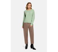 Strickpullover CARTOON "Damen mit Rundhalsausschnitt", Damen, Gr. 34, grün (grün melange), Obermaterial: 66% Polyester, 22% Polyacryl, 10% Wolle, 2% Elasthan, figurumspielend normal, Rundhals, Pullove