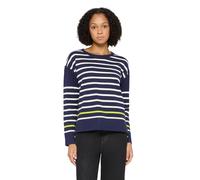 Strickpullover CARTOON "Damen mit Rundhalsausschnitt", Damen, Gr. 36, blau, weiß, Obermaterial: 55% Viskose, 30% Polyester, 15% Polyamid, figurumspielend normal, Rundhals, Pullover Strickpullover (933