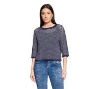 Strickpullover CARTOON "Damen mit Rundhalsausschnitt", Damen, Gr. 36, dunkelblau, weiß, Obermaterial: 80% Baumwolle, 20% Polyamid, figurumspielend normal, Rundhals, Pullover Strickpullover (14101105-3