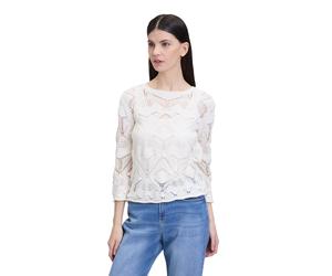 Strickpullover CARTOON "Damen mit Rundhalsausschnitt", Damen, Gr. 44, beige (pearled ivory), Obermaterial: 100% Baumwolle, relaxed fit normal, Rundhals, Pullover Strickpullover, Struktur (85170869-44)