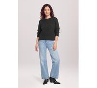 Strickpullover CARTOON "Damen mit Rundhalsausschnitt", Damen, Gr. 44, schwarz (anthrazit melange), Stoff, Obermaterial: 70% Polyacryl, 22% Polyester, 8% Wolle, oversize normal, Rundhals, Pullover Stri