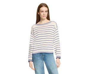 Strickpullover CARTOON "Strick, Damen mit U-Boot-Ausschnitt", Damen, Gr. 46, dunkelblau, weiß, Obermaterial: 75% Baumwolle, 20% Polyester, 2% Viskose, 2% Polyacryl, 1% Polyamid, figurumspielend normal